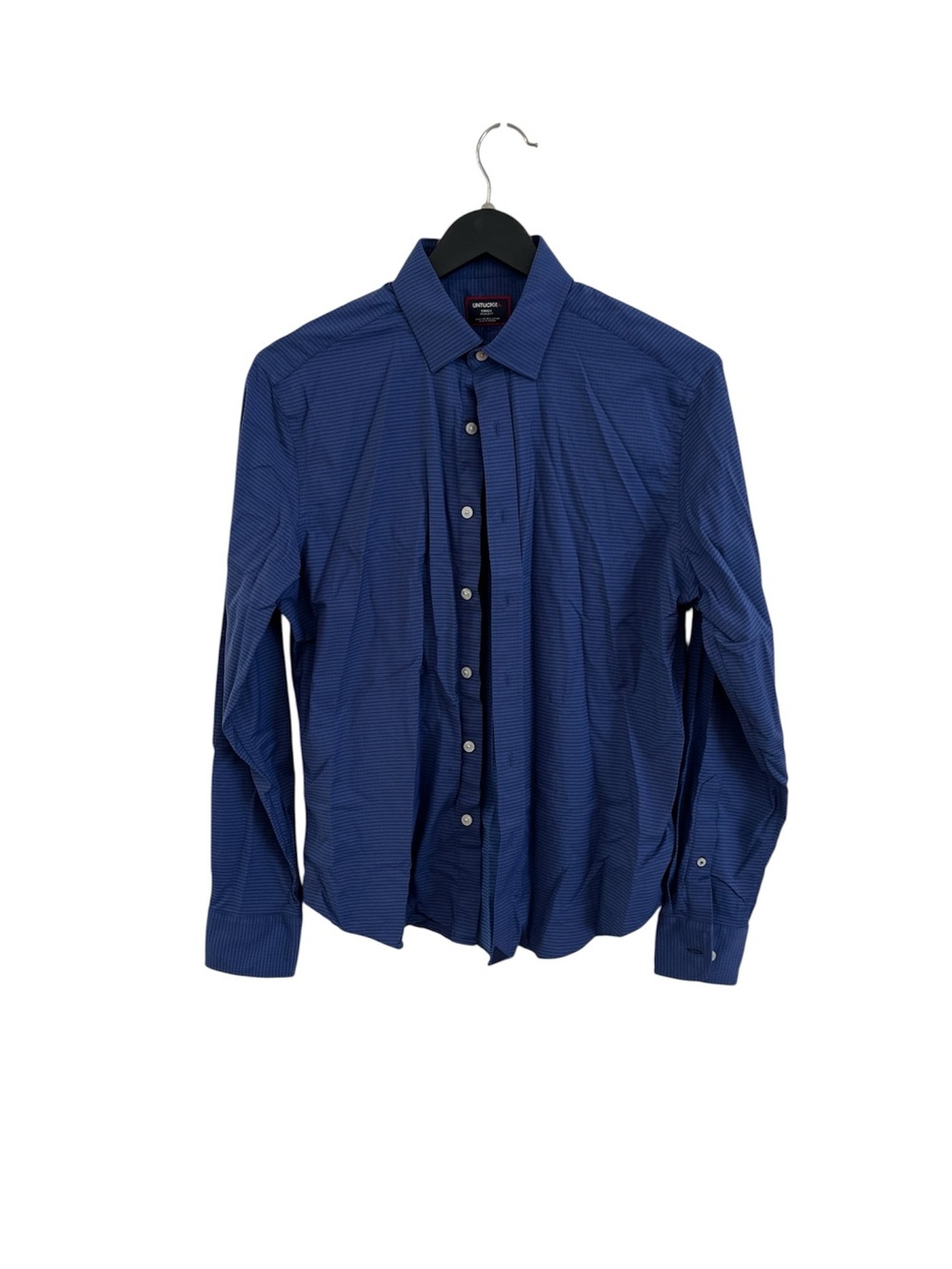 UNTUCKit Men's Navy Blue pink Long-Sleeve Button-Up Dress Shirt